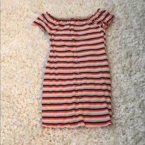 Black, Orange, and White striped tight dress